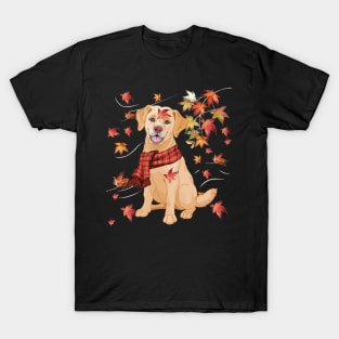 Maple Dog Leaf Fall Hello Autumn Funny Labrador Lover T-Shirt
